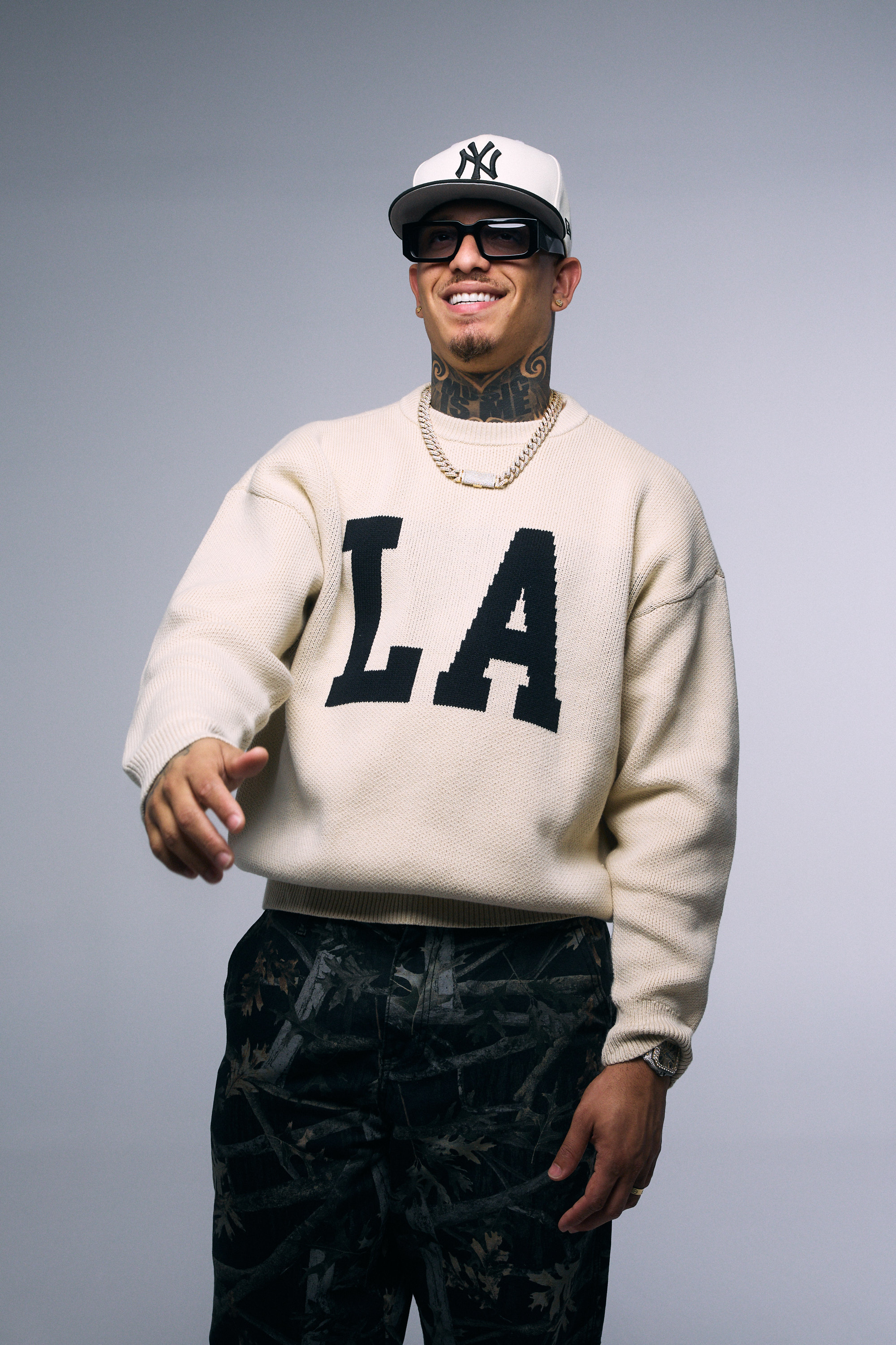 Bebeshito studio portrait with LA sweater